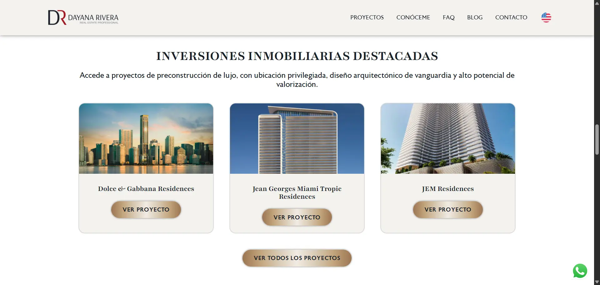 Mockup de página web para realtor en desktop.